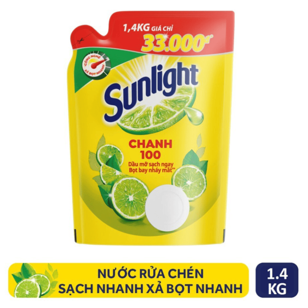 104SUNLIGHT Nước Rửa Chén Chanh túi 1.4kg/9 túi