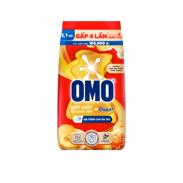 101OMO Bột Giặt Comfort Tinh Dầu Thơm Sang Trọng 5.1kg/3 gói