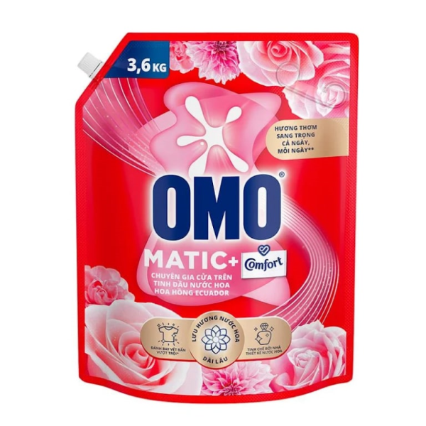 101 OMO Nước Giặt MG Cửa Trên Hoa Hồng Ecuador 3.6kg/4 túi