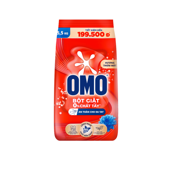 101OMO Bột Giặt Đỏ Hương Thơm Mát 5.5kg/3 gói