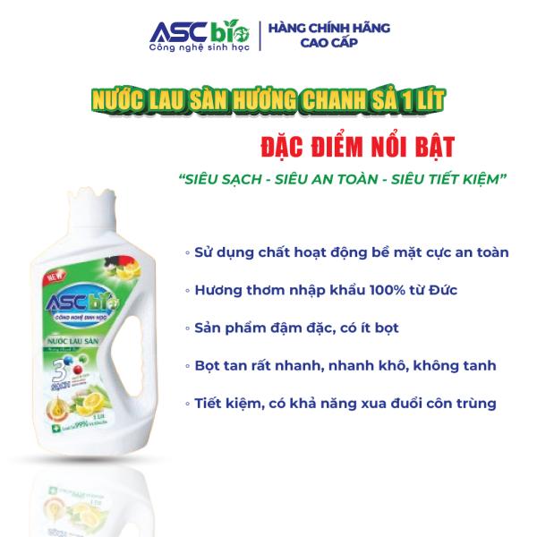 CHAI LAU SÀN SINH HỌC ASC BIO(hương chanh xả 1l)