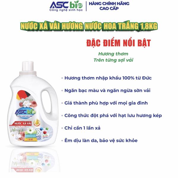 NƯỚC XẢ VẢI ASC BIO ( hương nước Huyền bí-tem trắng 1,8kg)