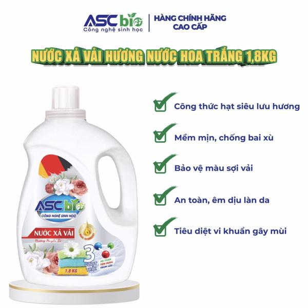 NƯỚC XẢ VẢI ASC BIO ( hương nước Huyền bí-tem trắng 1,8kg)