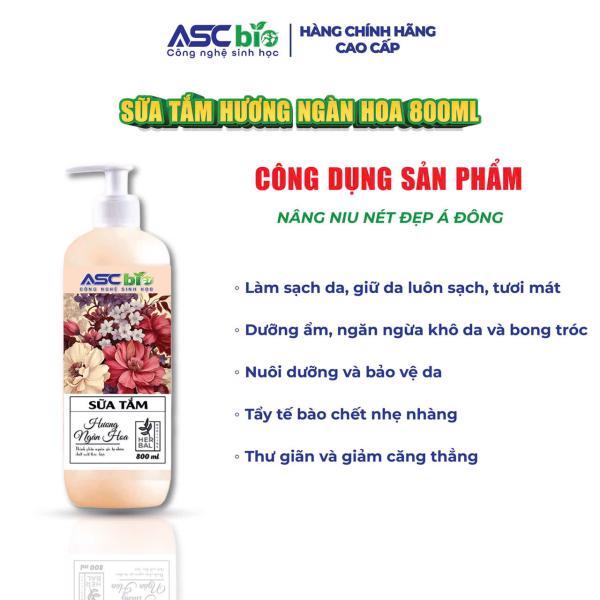 Sữa Tắm sinh học ASC BIO hương ngàn hoa 800ml
