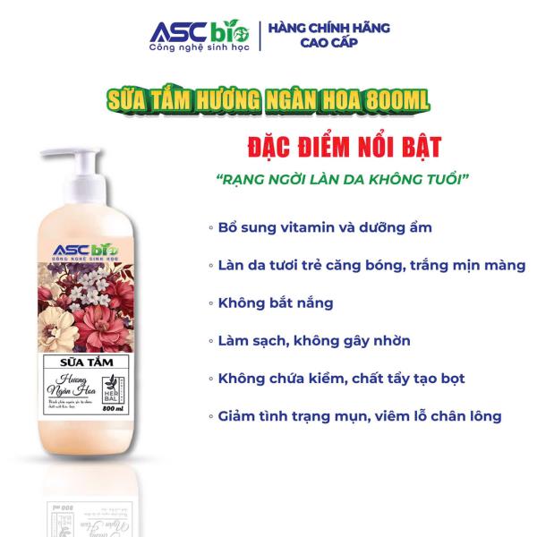 Sữa Tắm sinh học ASC BIO hương ngàn hoa 800ml