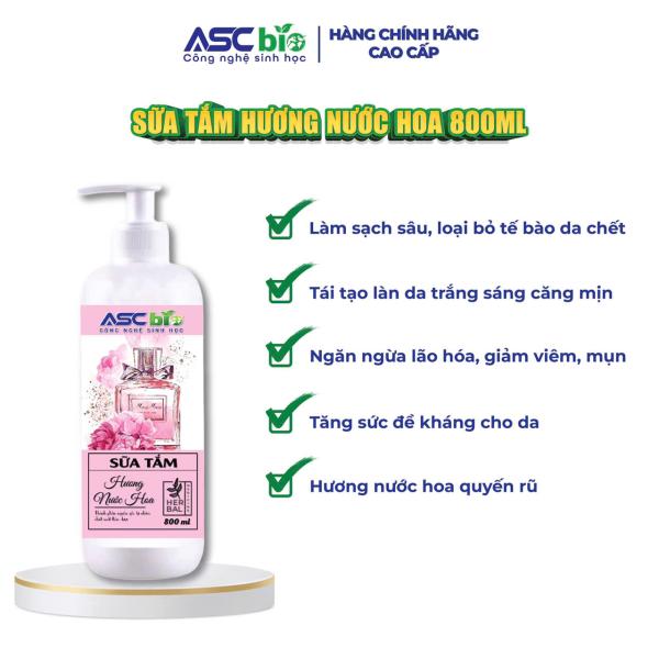 Sữa tắm sinh học ASC BIO hương nước hoa 800ml
