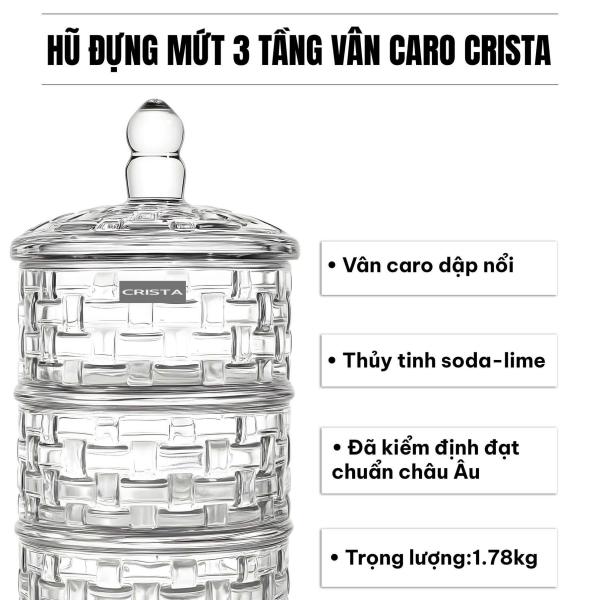 HŨ ĐỰNG MỨT 3 TẦNG VÂN CARO CRISTA HOME