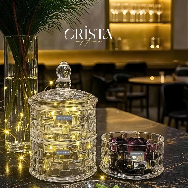 HŨ ĐỰNG MỨT 3 TẦNG VÂN CARO CRISTA HOME