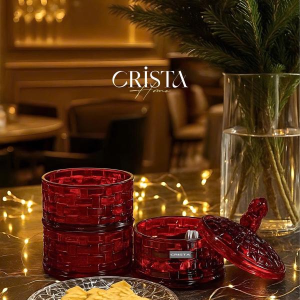 HŨ ĐỰNG MỨT 3 TẦNG VÂN CARO CRISTA HOME