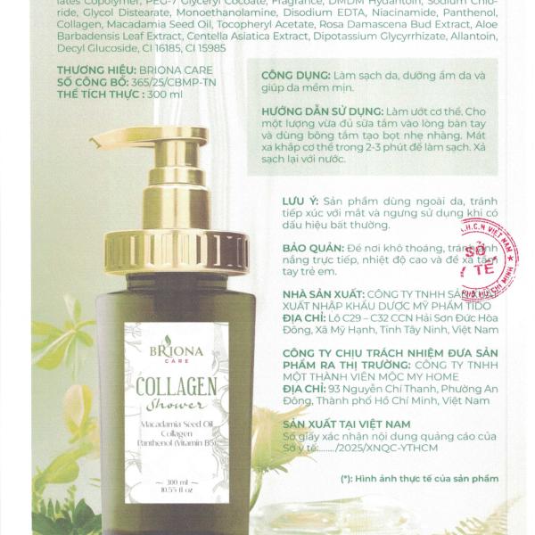 Sữa Tắm Trắng Da Hương Nước Hoa Briona Care Collagen 300ml – Dưỡng Ẩm, Tẩy Tế Bào Chết