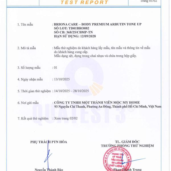 Kem Dưỡng Trắng Da Toàn Thân Briona Care 250g