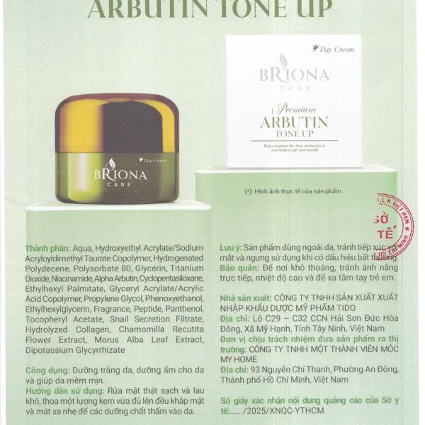 Kem Dưỡng Trắng Da Ban Đêm Briona Alpha Arbutin giúp dưỡng ẩm sâu