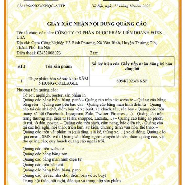 NƯỚC UỐNG SÂM NHUNG COLLAGEN