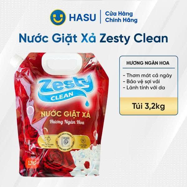 Nước giặt xả ZESTY CLEAN Hương ngàn hoa túi 3.2KG- Bách hoá số Hasu