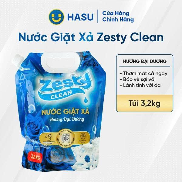 Nước giặt xả ZESTY CLEAN Hương đại dương túi 3.2KG- Bách hoá số Hasu