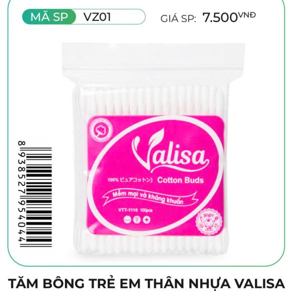 Tăm bông trẻ em thân nhựa valisa(túi zipper)