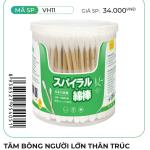 Tăm bông người lớn thân trúc valisa 200 que (hộp xoay)