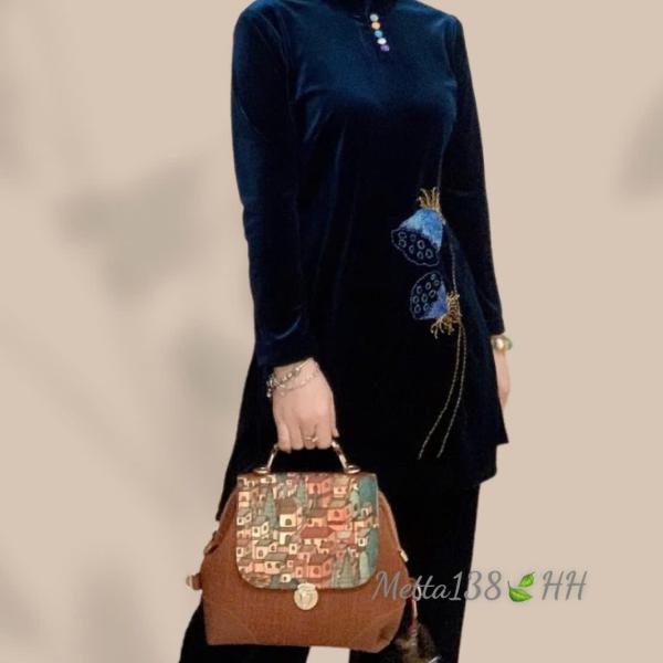 Bộ Trang Phục Áo Dài, Chất Liệu Nhung The, Thanh Lịch