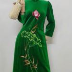 Bộ Trang Phục Áo Dài, Chất Liệu Nhung The, Thanh Lịch