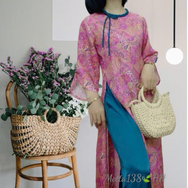 Bộ Trang Phục Áo Dài, Chất Liệu Đũi Vân Mây, Tự Nhiên Thoáng Mát, Mềm Mại