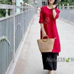 Bộ Trang Phục Áo Dài, Chất Liệu Đũi Vân Mây, Tự Nhiên Thoáng Mát, Mềm Mại