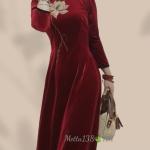 Bộ Trang Phục Áo Dài, Chất Liệu Nhung The, Thanh Lịch