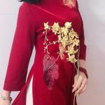 Bộ Trang Phục Áo Dài, Chất Liệu Nhung The, Thanh Lịch