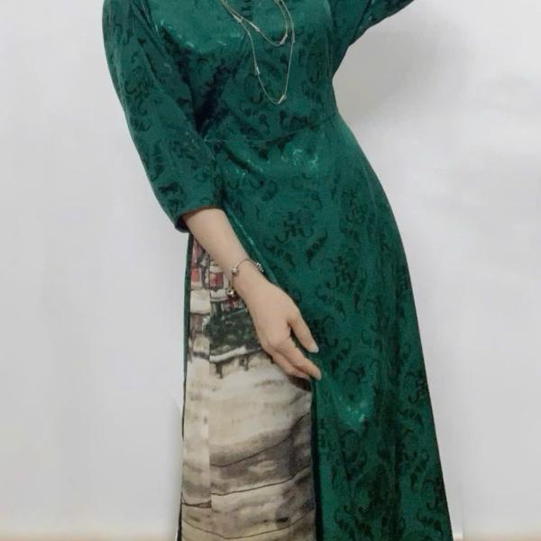 Bộ Trang Phục Áo Dài, Chất Liệu Đũi Vân Mây, Tự Nhiên Thoáng Mát, Mềm Mại