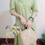 Bộ Trang Phục Áo Dài, Chất Liệu Đũi Vân Mây, Tự Nhiên Thoáng Mát, Mềm Mại