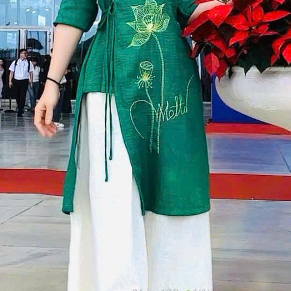 Bộ Trang Phục Áo Dài, Chất Liệu Đũi Vân Mây, Tự Nhiên Thoáng Mát, Mềm Mại