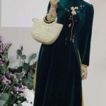 Bộ Trang Phục Áo Dài, Chất Liệu Nhung The, Thanh Lịch