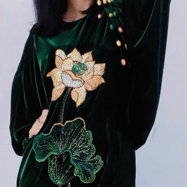 Bộ Trang Phục Áo Dài, Chất Liệu Nhung The, Thanh Lịch