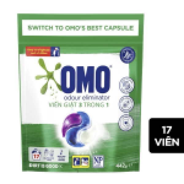 101OMO Viên Giặt 3 Trong 1 Siêu Đậm Đặc - Khử Mùi 442G/3 Túi