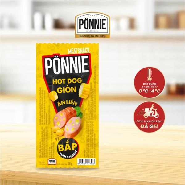 Hotdog Ponnie giòn ăn liền vị bắp 4hộp x 20gói x 28gr