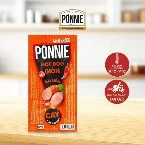 Hotdog Ponnie giòn ăn liền vị cay 4hộp x 20 gói x 28gr