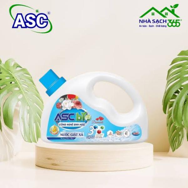 Nước giặt xả lưu hương cao cấp ASC BIO diamonds hương ban mai (can bán nguyệt nắp xanh) 3,6kg