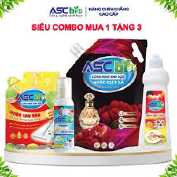 Combo túi mua 1 tặng 3 (Gồm 4 sản phẩm: 1 túi giặt 3.2kg; 1 chai nước rửa chén 750ml; 1 chai xả vải khô 100ml; 1 túi lau sàn 1L)