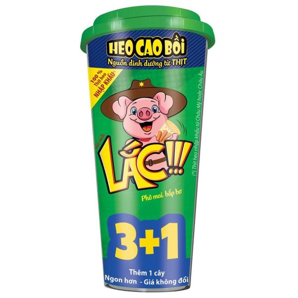Xúc xích tiệt trùng Heo cao bồi lắc phô mai bắp bơ 48ly x (3 cây x 13gr + 1 gói lặc 3gr)