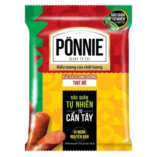 Xúc xích tiệt trùng Ponnie vị bò 20gói x 5cây x 35gr