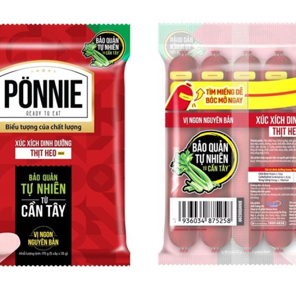 Xúc xích tiệt trùng Ponnie vị Heo 20gói x 5cây x 19gr