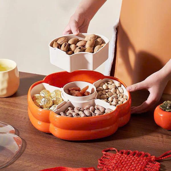 KHAY ĐỰNG MỨT TẾT, BÁNH KẸO , HÌNH QUẢ HỒNG , ẤM LO ĐỦ ĐẦY