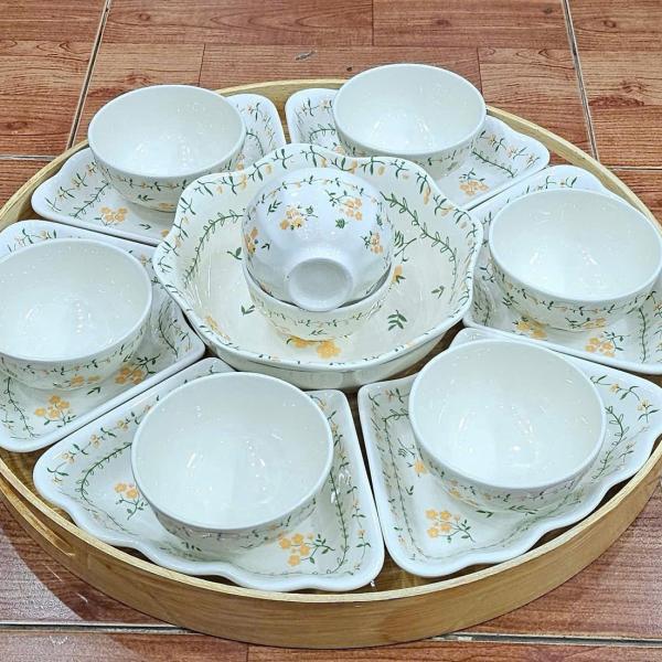 🟠 BỘ BÁT ĐĨA HOA MẶT TRỜI - bộ 8 món kèm khay