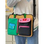 Túi đựng máy tính phong cách Hàn Quốc màu sắc tương phản thời trang Túi xách nhiều túi dung tích lớn có dây kéo