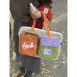 Túi đựng máy tính phong cách Hàn Quốc màu sắc tương phản thời trang Túi xách nhiều túi dung tích lớn có dây kéo