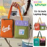 Túi đựng máy tính phong cách Hàn Quốc màu sắc tương phản thời trang Túi xách nhiều túi dung tích lớn có dây kéo