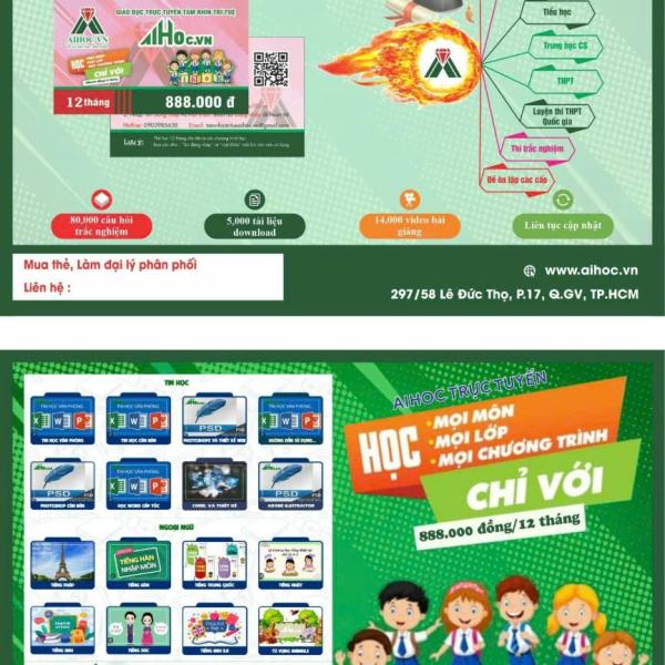 Thẻ học AIHOC tất cả các môn các cấp